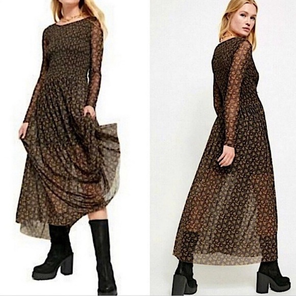 free people hello and goodbye mesh midi dress Free people Hello And Goodbye Mesh Midi Dress Orange - $79